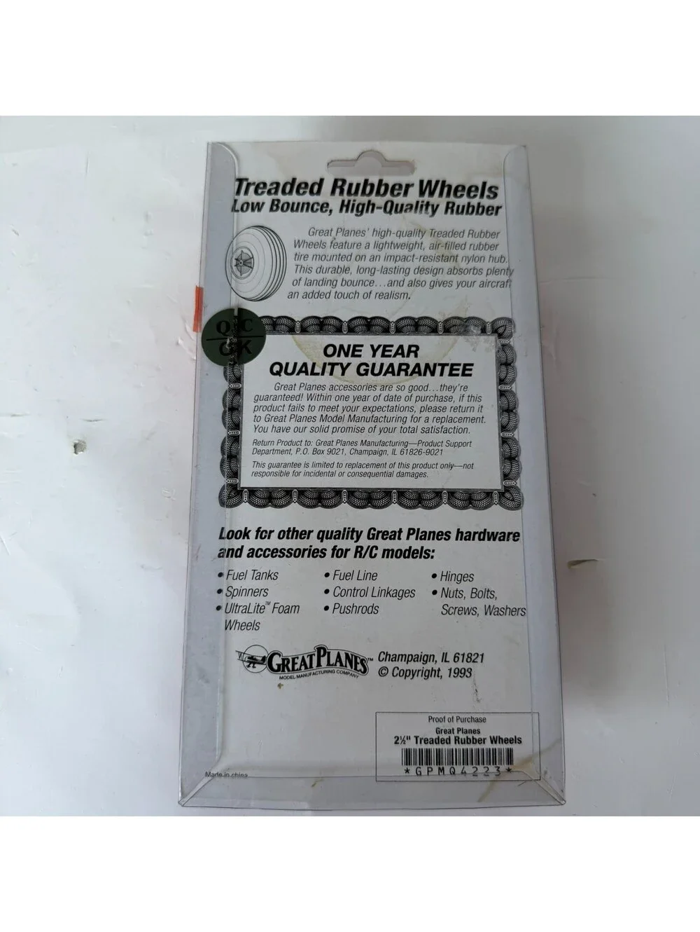 Great Planes 2 1/2” Rubber Wheels For RC  Model Airplanes NOS ME0016-1